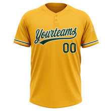 Load image into Gallery viewer, Custom Gold Green-White Two-Button Unisex Softball Jersey