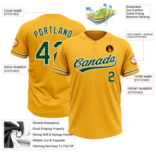 Load image into Gallery viewer, Custom Gold Green-White Two-Button Unisex Softball Jersey