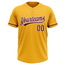 Load image into Gallery viewer, Custom Gold Crimson-White Two-Button Unisex Softball Jersey
