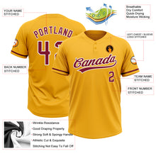 Load image into Gallery viewer, Custom Gold Crimson-White Two-Button Unisex Softball Jersey