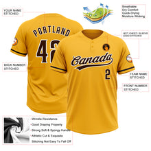Load image into Gallery viewer, Custom Gold Brown-White Two-Button Unisex Softball Jersey