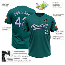 Load image into Gallery viewer, Custom Teal Gray-Navy Two-Button Unisex Softball Jersey