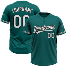 Load image into Gallery viewer, Custom Teal White-Black Two-Button Unisex Softball Jersey