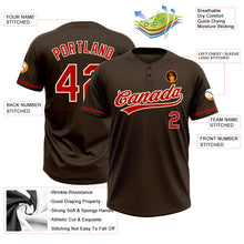 Load image into Gallery viewer, Custom Brown Red-Cream Two-Button Unisex Softball Jersey