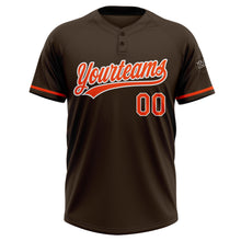 Load image into Gallery viewer, Custom Brown Orange-White Two-Button Unisex Softball Jersey