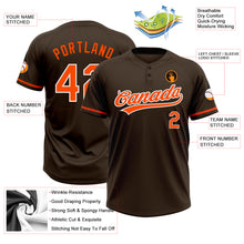 Load image into Gallery viewer, Custom Brown Orange-White Two-Button Unisex Softball Jersey