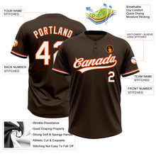 Load image into Gallery viewer, Custom Brown White-Orange Two-Button Unisex Softball Jersey
