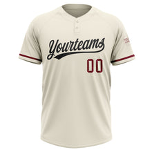 Load image into Gallery viewer, Custom Cream Black-Crimson Two-Button Unisex Softball Jersey