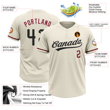 Load image into Gallery viewer, Custom Cream Black-Crimson Two-Button Unisex Softball Jersey