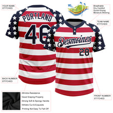 Load image into Gallery viewer, Custom White Navy-Red 3D American Flag Fashion Two-Button Unisex Softball Jersey