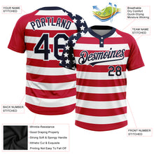 Load image into Gallery viewer, Custom White Navy-Red 3D American Flag Fashion Two-Button Unisex Softball Jersey