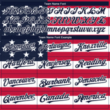 Load image into Gallery viewer, Custom White Navy-Red 3D American Flag Fashion Two-Button Unisex Softball Jersey