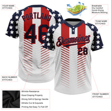 Load image into Gallery viewer, Custom White Navy-Red 3D American Flag Fashion Two-Button Unisex Softball Jersey
