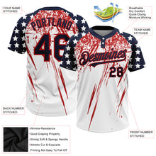 Load image into Gallery viewer, Custom White Navy-Red 3D American Flag Fashion Two-Button Unisex Softball Jersey