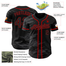 Load image into Gallery viewer, Custom Black Steel Gray Splash Ink Red Authentic Baseball Jersey