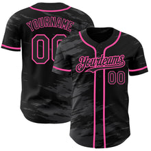 Load image into Gallery viewer, Custom Black Steel Gray Splash Ink Pink Authentic Baseball Jersey