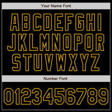 Load image into Gallery viewer, Custom Black Steel Gray Splash Ink Gold Authentic Baseball Jersey
