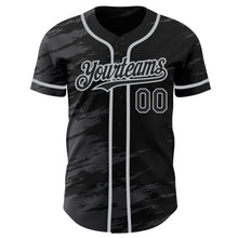 Load image into Gallery viewer, Custom Black Steel Gray Splash Ink Gray Authentic Baseball Jersey