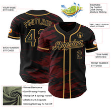 Load image into Gallery viewer, Custom Black Crimson Splash Ink Old Gold Authentic Baseball Jersey