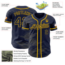 Load image into Gallery viewer, Custom Navy Steel Gray Splash Ink Gold Authentic Baseball Jersey
