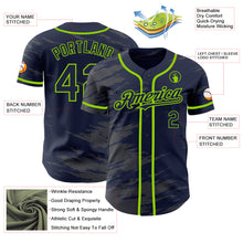 Load image into Gallery viewer, Custom Navy Steel Gray Splash Ink Neon Green Authentic Baseball Jersey