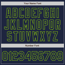 Load image into Gallery viewer, Custom Navy Steel Gray Splash Ink Neon Green Authentic Baseball Jersey