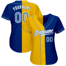 Load image into Gallery viewer, Custom Royal Light Blue-Yellow Authentic Split Fashion Baseball Jersey