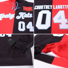 Load image into Gallery viewer, Custom Stitched Red White-Black Split Fashion Sports Pullover Sweatshirt Hoodie