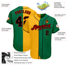Load image into Gallery viewer, Custom Kelly Green Black-Yellow Authentic Split Fashion Baseball Jersey