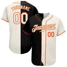 Load image into Gallery viewer, Custom Black Cream-Orange Authentic Split Fashion Baseball Jersey