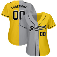 Load image into Gallery viewer, Custom Yellow Black Gray-White Authentic Split Fashion Baseball Jersey