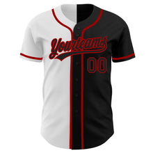 Load image into Gallery viewer, Custom Black Black White-Red Authentic Split Fashion Baseball Jersey