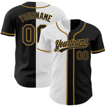 Load image into Gallery viewer, Custom Black Black White-Old Gold Authentic Split Fashion Baseball Jersey