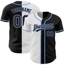 Load image into Gallery viewer, Custom Black Black White-Light Blue Authentic Split Fashion Baseball Jersey