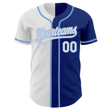 Load image into Gallery viewer, Custom Royal White-Light Blue Authentic Split Fashion Baseball Jersey
