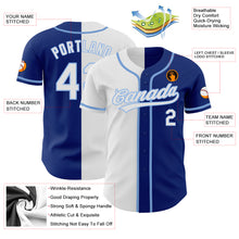 Load image into Gallery viewer, Custom Royal White-Light Blue Authentic Split Fashion Baseball Jersey
