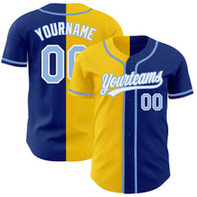 Load image into Gallery viewer, Custom Royal Light Blue-Yellow Authentic Split Fashion Baseball Jersey
