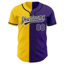 Load image into Gallery viewer, Custom Purple Black-Yellow Authentic Split Fashion Baseball Jersey