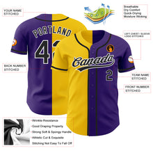 Load image into Gallery viewer, Custom Purple Black-Yellow Authentic Split Fashion Baseball Jersey