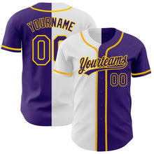 Load image into Gallery viewer, Custom Purple Purple White-Gold Authentic Split Fashion Baseball Jersey
