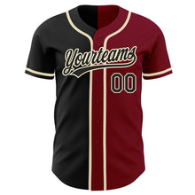 Load image into Gallery viewer, Custom Crimson Black-Cream Authentic Split Fashion Baseball Jersey