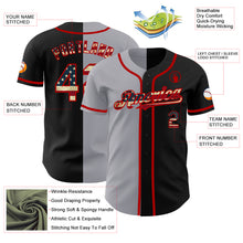 Load image into Gallery viewer, Custom Black Vintage USA Flag Gray-Red Authentic Split Fashion Baseball Jersey