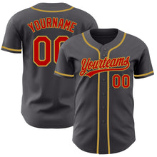 Load image into Gallery viewer, Custom Steel Gray Red-Old Gold Authentic Baseball Jersey