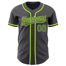 Load image into Gallery viewer, Custom Steel Gray Neon Green Authentic Baseball Jersey