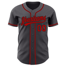 Load image into Gallery viewer, Custom Steel Gray Red-Black Authentic Baseball Jersey