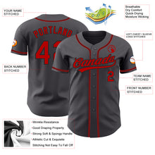 Load image into Gallery viewer, Custom Steel Gray Red-Black Authentic Baseball Jersey
