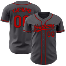 Load image into Gallery viewer, Custom Steel Gray Red-Black Authentic Baseball Jersey