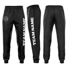 Load image into Gallery viewer, Custom Black White Fleece Jogger Sweatpants