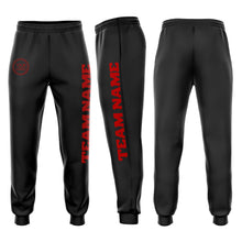 Load image into Gallery viewer, Custom Black Red Fleece Jogger Sweatpants