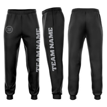 Load image into Gallery viewer, Custom Black Gray Fleece Jogger Sweatpants